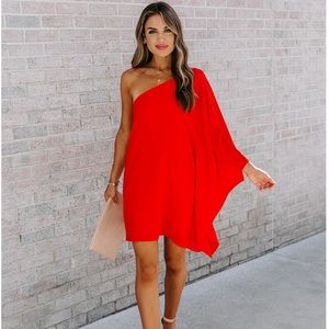 ⚜️ Vici Dolls side to side one shoulder red statement dress